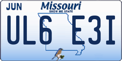 MO license plate UL6E3I