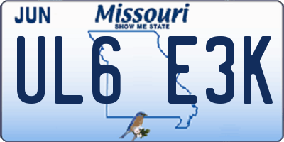 MO license plate UL6E3K