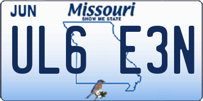 MO license plate UL6E3N