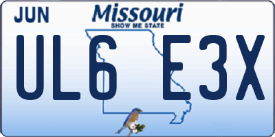 MO license plate UL6E3X