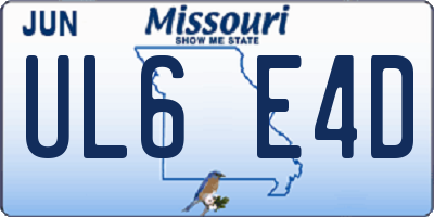 MO license plate UL6E4D