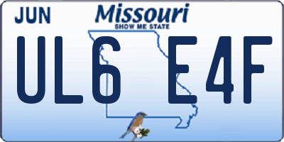 MO license plate UL6E4F