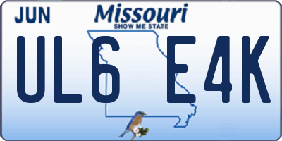 MO license plate UL6E4K