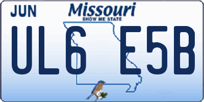 MO license plate UL6E5B
