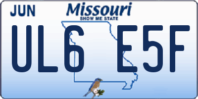 MO license plate UL6E5F