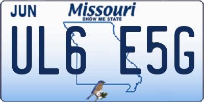 MO license plate UL6E5G