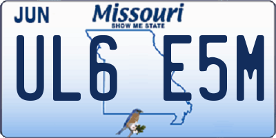 MO license plate UL6E5M