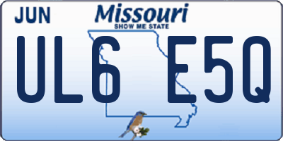 MO license plate UL6E5Q