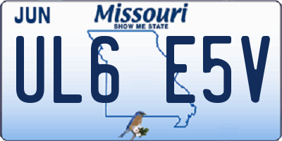 MO license plate UL6E5V