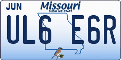 MO license plate UL6E6R