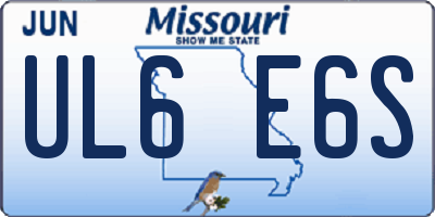 MO license plate UL6E6S