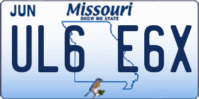 MO license plate UL6E6X