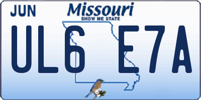 MO license plate UL6E7A