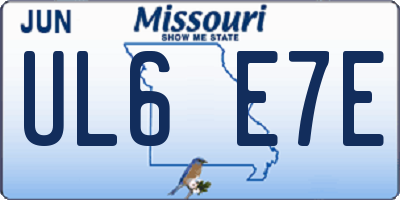 MO license plate UL6E7E