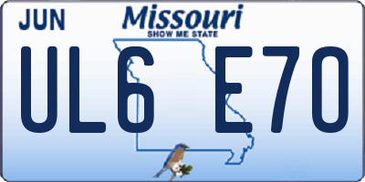 MO license plate UL6E7O