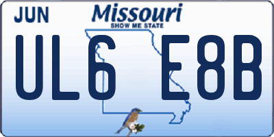 MO license plate UL6E8B