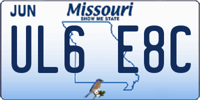 MO license plate UL6E8C