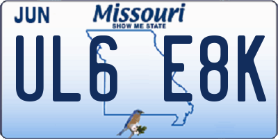 MO license plate UL6E8K