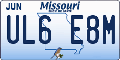 MO license plate UL6E8M
