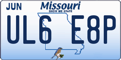 MO license plate UL6E8P
