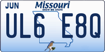 MO license plate UL6E8Q