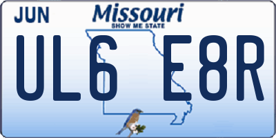 MO license plate UL6E8R
