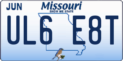MO license plate UL6E8T