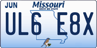 MO license plate UL6E8X