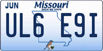 MO license plate UL6E9I