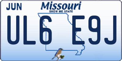 MO license plate UL6E9J