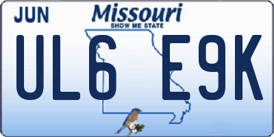 MO license plate UL6E9K