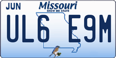 MO license plate UL6E9M