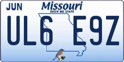 MO license plate UL6E9Z