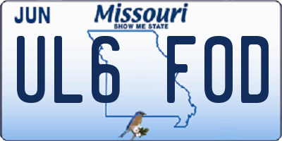 MO license plate UL6F0D