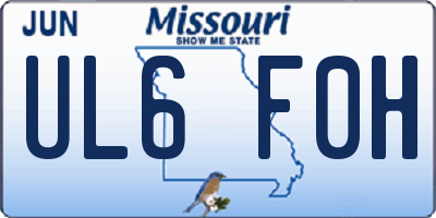 MO license plate UL6F0H