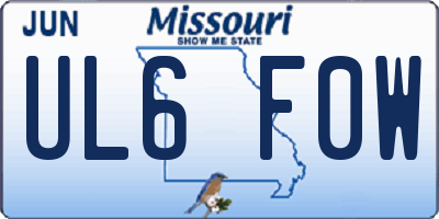 MO license plate UL6F0W