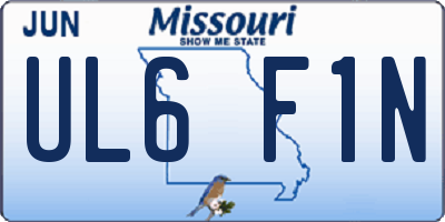MO license plate UL6F1N