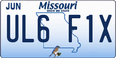 MO license plate UL6F1X