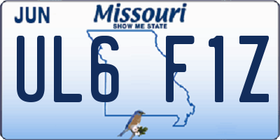 MO license plate UL6F1Z