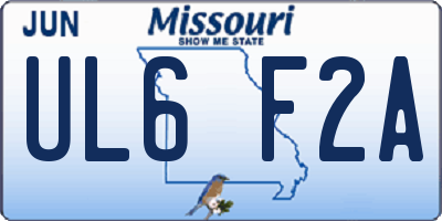 MO license plate UL6F2A