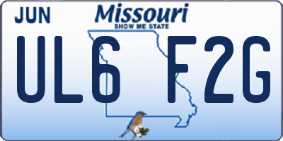 MO license plate UL6F2G