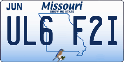 MO license plate UL6F2I