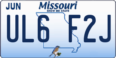 MO license plate UL6F2J