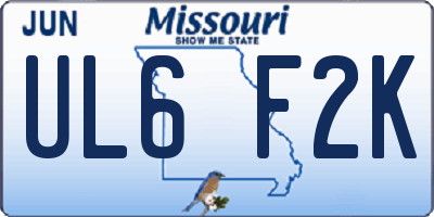 MO license plate UL6F2K