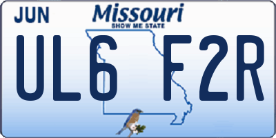 MO license plate UL6F2R