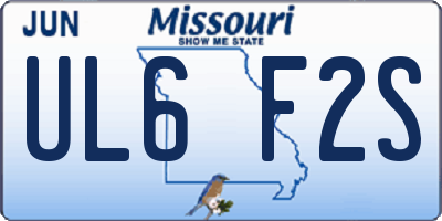 MO license plate UL6F2S
