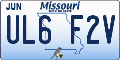 MO license plate UL6F2V