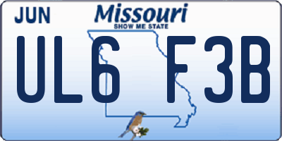 MO license plate UL6F3B