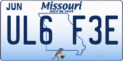 MO license plate UL6F3E