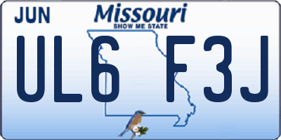 MO license plate UL6F3J